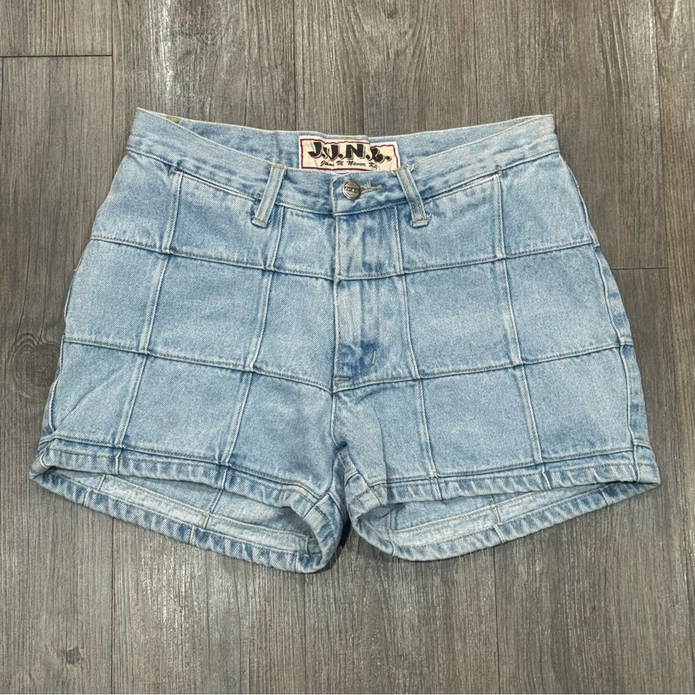 Y2K Light Blue Patchwork Denim Shorts Size 6